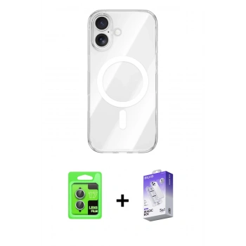 MARSİLYAN™- iPhone 17 Kılıf Kutup Klasik Serisi - Siyah Bilvis 5in1 3D Magic Cam Ekran Koruyucu + Raze Metal Kamera Lens - AKMI