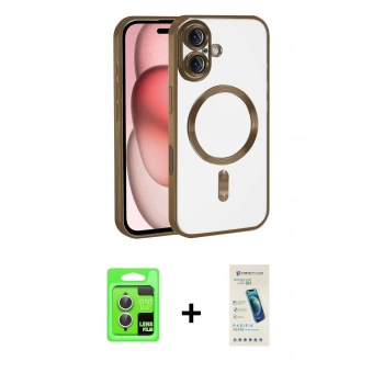 MARSİLYAN™- iPhone 17 Kılıf Nova Işık Özel Seri - Şeffaf Pasifik Cam Ekran Koruyucu + Raze Metal Kamera Lens - GS