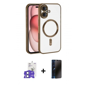 MARSİLYAN™- iPhone 17 Kılıf Nova Işık Özel Seri - Siyah 3D Antistatik Hayalet Cam Ekran Koruyucu + Bilvis Titan Kamera Lens - AKMI