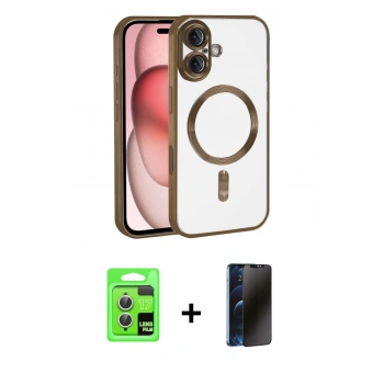 MARSİLYAN™- iPhone 17 Kılıf Nova Işık Özel Seri - Siyah 3D Antistatik Hayalet Cam Ekran Koruyucu + Raze Metal Kamera Lens - GS
