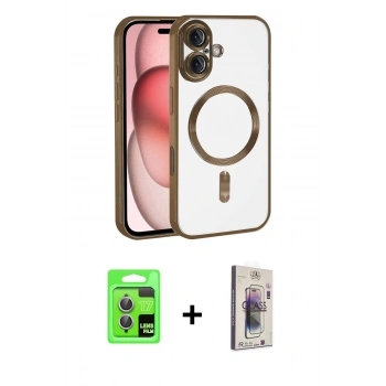 MARSİLYAN™- iPhone 17 Kılıf Nova Işık Özel Seri - Siyah Bilvis 3D Cam Ekran Koruyucu + Raze Metal Kamera Lens - AKMR