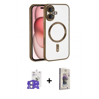 MARSİLYAN™- iPhone 17 Kılıf Nova Işık Özel Seri - Siyah Bilvis 3D Cam Ekran Koruyucu + Bilvis Titan Kamera Lens - LA