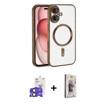 MARSİLYAN™- iPhone 17 Kılıf Nova Işık Özel Seri - Siyah Bilvis 3D Cam Ekran Koruyucu + Bilvis Titan Kamera Lens - SH