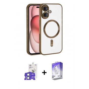 MARSİLYAN™- iPhone 17 Kılıf Nova Işık Özel Seri - Siyah Bilvis 5in1 3D Magic Cam Ekran Koruyucu + Bilvis Titan Kamera Lens - AKMI