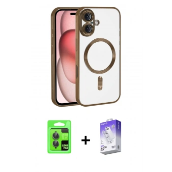 MARSİLYAN™- iPhone 17 Kılıf Nova Işık Özel Seri - Siyah Bilvis 5in1 3D Magic Cam Ekran Koruyucu + Raze Metal Kamera Lens - GI