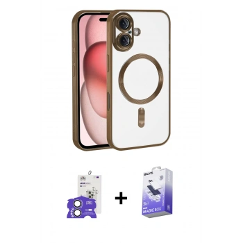 MARSİLYAN™- iPhone 17 Kılıf Nova Işık Özel Seri - Siyah Bilvis 5in1 5D Magic Hayalet Cam Ekran Koruyucu + Bilvis Titan Kamera Lens - AKYL