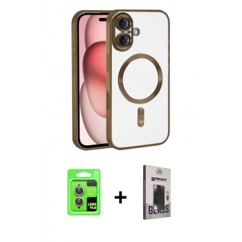 MARSİLYAN™- iPhone 17 Kılıf Nova Işık Özel Seri - Siyah Bilvis Hayalet Cam Ekran Koruyucu + Raze Metal Kamera Lens - AKMR