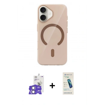 MARSİLYAN™- iPhone 17 Kılıf Pusula Form Özel Seri - Şeffaf Pasifik Cam Ekran Koruyucu + Bilvis Titan Kamera Lens - GS