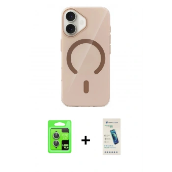 MARSİLYAN™- iPhone 17 Kılıf Pusula Form Özel Seri - Şeffaf Pasifik Cam Ekran Koruyucu + Raze Metal Kamera Lens - AKYL
