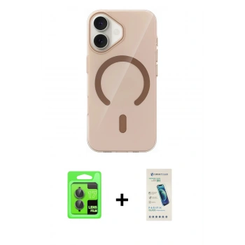 MARSİLYAN™- iPhone 17 Kılıf Pusula Form Özel Seri - Şeffaf Pasifik Cam Ekran Koruyucu + Raze Metal Kamera Lens - GI