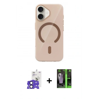 MARSİLYAN™- iPhone 17 Kılıf Pusula Form Özel Seri - Siyah 360 Mat Full Body Arka Koruyucu + Bilvis Titan Kamera Lens - SH