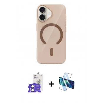 MARSİLYAN™- iPhone 17 Kılıf Pusula Form Özel Seri - Siyah 3D Antistatik Cam Ekran Koruyucu + Bilvis Titan Kamera Lens - SH