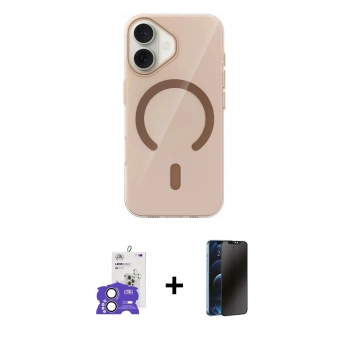 MARSİLYAN™- iPhone 17 Kılıf Pusula Form Özel Seri - Siyah 3D Antistatik Hayalet Cam Ekran Koruyucu + Bilvis Titan Kamera Lens - AKYL