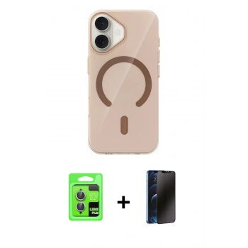 MARSİLYAN™- iPhone 17 Kılıf Pusula Form Özel Seri - Siyah 3D Antistatik Hayalet Cam Ekran Koruyucu + Raze Metal Kamera Lens - AKMI