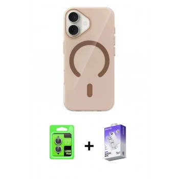 MARSİLYAN™- iPhone 17 Kılıf Pusula Form Özel Seri - Siyah Bilvis 5in1 3D Magic Cam Ekran Koruyucu + Raze Metal Kamera Lens - AKMI