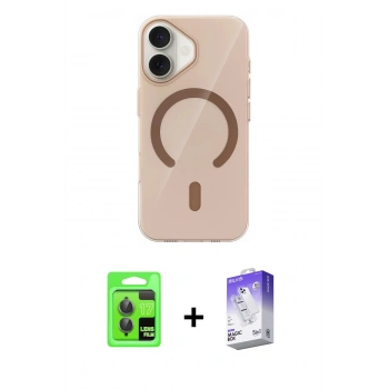 MARSİLYAN™- iPhone 17 Kılıf Pusula Form Özel Seri - Siyah Bilvis 5in1 3D Magic Cam Ekran Koruyucu + Raze Metal Kamera Lens - GI