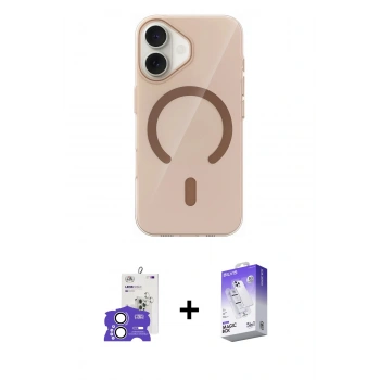 MARSİLYAN™- iPhone 17 Kılıf Pusula Form Özel Seri - Siyah Bilvis 5in1 3D Magic Cam Ekran Koruyucu + Bilvis Titan Kamera Lens - GS
