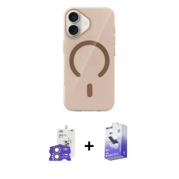 MARSİLYAN™- iPhone 17 Kılıf Pusula Form Özel Seri - Siyah Bilvis 5in1 5D Magic Hayalet Cam Ekran Koruyucu + Bilvis Titan Kamera Lens - GS