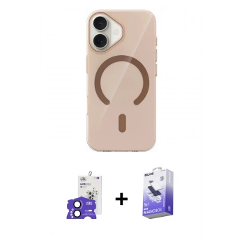 MARSİLYAN™- iPhone 17 Kılıf Pusula Form Özel Seri - Siyah Bilvis 5in1 5D Magic Hayalet Cam Ekran Koruyucu + Bilvis Titan Kamera Lens - SH
