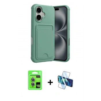 MARSİLYAN™- iPhone 17 Kılıf Vadi Çizgi Prime - Siyah 3D Antistatik Cam Ekran Koruyucu + Raze Metal Kamera Lens - AKMI