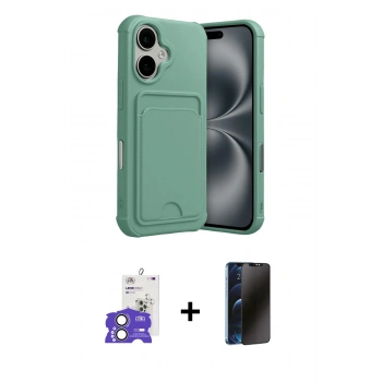 MARSİLYAN™- iPhone 17 Kılıf Vadi Çizgi Prime - Siyah 3D Antistatik Hayalet Cam Ekran Koruyucu + Bilvis Titan Kamera Lens - AKYL
