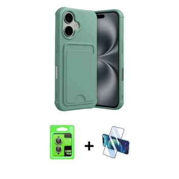 MARSİLYAN™- iPhone 17 Kılıf Vadi Çizgi Prime - Siyah 3D Antistatik Seramik Nano Ekran Koruyucu + Raze Metal Kamera Lens - AKYL