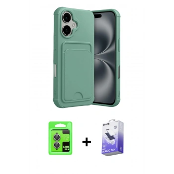 MARSİLYAN™- iPhone 17 Kılıf Vadi Çizgi Prime - Siyah Bilvis 5in1 5D Magic Hayalet Cam Ekran Koruyucu + Raze Metal Kamera Lens - AKMR