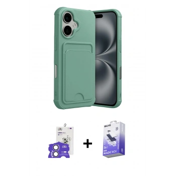 MARSİLYAN™- iPhone 17 Kılıf Vadi Çizgi Prime - Siyah Bilvis 5in1 5D Magic Hayalet Cam Ekran Koruyucu + Bilvis Titan Kamera Lens - LA