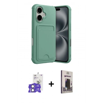 MARSİLYAN™- iPhone 17 Kılıf Vadi Çizgi Prime - Siyah Bilvis Hayalet Cam Ekran Koruyucu + Bilvis Titan Kamera Lens - AKYL