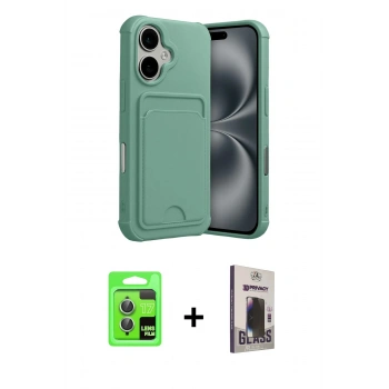 MARSİLYAN™- iPhone 17 Kılıf Vadi Çizgi Prime - Siyah Bilvis Hayalet Cam Ekran Koruyucu + Raze Metal Kamera Lens - AKYL