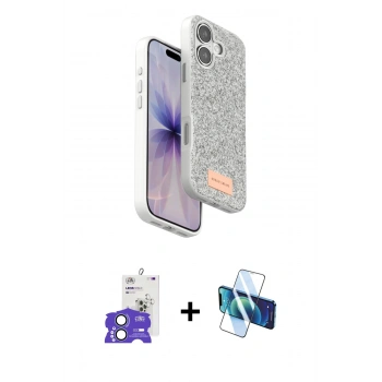 MARSİLYAN™- iPhone 17 Kılıf Vadi Klasik Serisi - Siyah 3D Antistatik Cam Ekran Koruyucu + Bilvis Titan Kamera Lens - AKMI