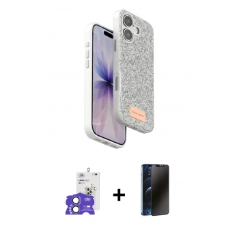 MARSİLYAN™- iPhone 17 Kılıf Vadi Klasik Serisi - Siyah 3D Antistatik Hayalet Cam Ekran Koruyucu + Bilvis Titan Kamera Lens - AKMI