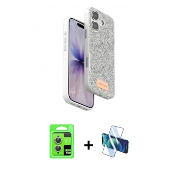 MARSİLYAN™- iPhone 17 Kılıf Vadi Klasik Serisi - Siyah 3D Antistatik Seramik Nano Ekran Koruyucu + Raze Metal Kamera Lens - GS