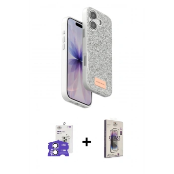 MARSİLYAN™- iPhone 17 Kılıf Vadi Klasik Serisi - Siyah Bilvis 3D Cam Ekran Koruyucu + Bilvis Titan Kamera Lens - GS