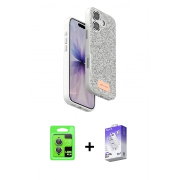 MARSİLYAN™- iPhone 17 Kılıf Vadi Klasik Serisi - Siyah Bilvis 5in1 3D Magic Cam Ekran Koruyucu + Raze Metal Kamera Lens - AKYL