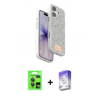 MARSİLYAN™- iPhone 17 Kılıf Vadi Klasik Serisi - Siyah Bilvis 5in1 3D Magic Cam Ekran Koruyucu + Raze Metal Kamera Lens - GI