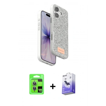 MARSİLYAN™- iPhone 17 Kılıf Vadi Klasik Serisi - Siyah Bilvis 5in1 5D Magic Hayalet Cam Ekran Koruyucu + Raze Metal Kamera Lens - AKMI