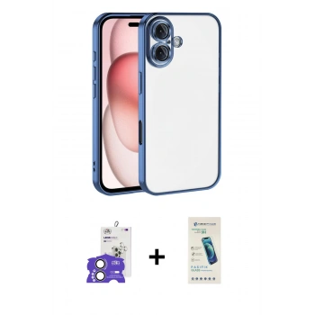 MARSİLYAN™- iPhone 17 Kılıf Vadi Minimal - Şeffaf Pasifik Cam Ekran Koruyucu + Bilvis Titan Kamera Lens - AKYL