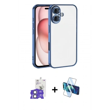 MARSİLYAN™- iPhone 17 Kılıf Vadi Minimal - Siyah 3D Antistatik Seramik Nano Ekran Koruyucu + Bilvis Titan Kamera Lens - AKYL