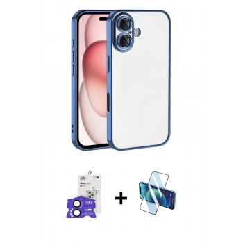 MARSİLYAN™- iPhone 17 Kılıf Vadi Minimal - Siyah 3D Antistatik Seramik Nano Ekran Koruyucu + Bilvis Titan Kamera Lens - SH