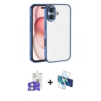 MARSİLYAN™- iPhone 17 Kılıf Vadi Minimal - Siyah 3D Antistatik Seramik Nano Ekran Koruyucu + Bilvis Titan Kamera Lens - GS