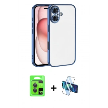 MARSİLYAN™- iPhone 17 Kılıf Vadi Minimal - Siyah 3D Antistatik Seramik Nano Ekran Koruyucu + Raze Metal Kamera Lens - GI