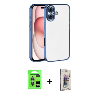 MARSİLYAN™- iPhone 17 Kılıf Vadi Minimal - Siyah Bilvis 3D Cam Ekran Koruyucu + Raze Metal Kamera Lens - AKMI