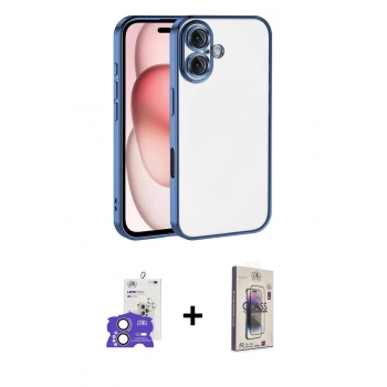 MARSİLYAN™- iPhone 17 Kılıf Vadi Minimal - Siyah Bilvis 3D Cam Ekran Koruyucu + Bilvis Titan Kamera Lens - AKYL