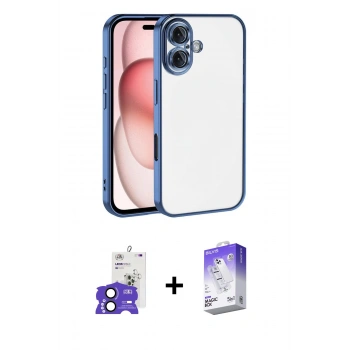 MARSİLYAN™- iPhone 17 Kılıf Vadi Minimal - Siyah Bilvis 5in1 3D Magic Cam Ekran Koruyucu + Bilvis Titan Kamera Lens - SH
