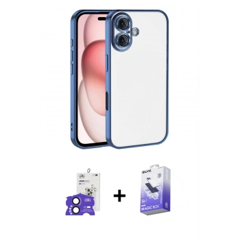 MARSİLYAN™- iPhone 17 Kılıf Vadi Minimal - Siyah Bilvis 5in1 5D Magic Hayalet Cam Ekran Koruyucu + Bilvis Titan Kamera Lens - SH