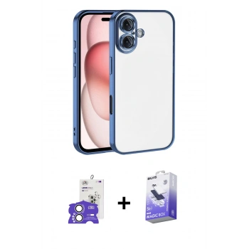 MARSİLYAN™- iPhone 17 Kılıf Vadi Minimal - Siyah Bilvis 5in1 5D Magic Hayalet Cam Ekran Koruyucu + Bilvis Titan Kamera Lens - GS