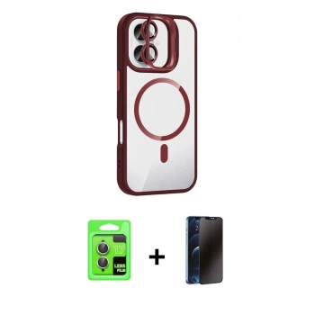 MARSİLYAN™- iPhone 17 Kılıf Yadigar Asil Koleksiyonu - Siyah 3D Antistatik Hayalet Cam Ekran Koruyucu + Raze Metal Kamera Lens - AKYL