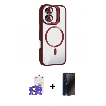 MARSİLYAN™- iPhone 17 Kılıf Yadigar Asil Koleksiyonu - Siyah 3D Antistatik Hayalet Cam Ekran Koruyucu + Bilvis Titan Kamera Lens - AKYL