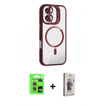 MARSİLYAN™- iPhone 17 Kılıf Yadigar Asil Koleksiyonu - Siyah Bilvis 3D Cam Ekran Koruyucu + Raze Metal Kamera Lens - AKYL